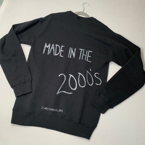 Wren + Glory Women Sweater Black Crew Neck Long Sleeve Hand Painted 2000s NEW - Picture 11 of 12